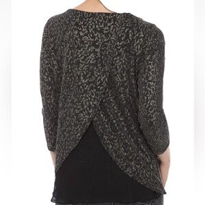 *New MSK Metallic Glitter Back Wrap Top Gold Black Style 93606681